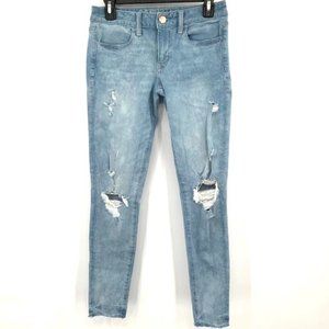 AMERICAN EAGLE Jegging Distressed Jeans Light Wash